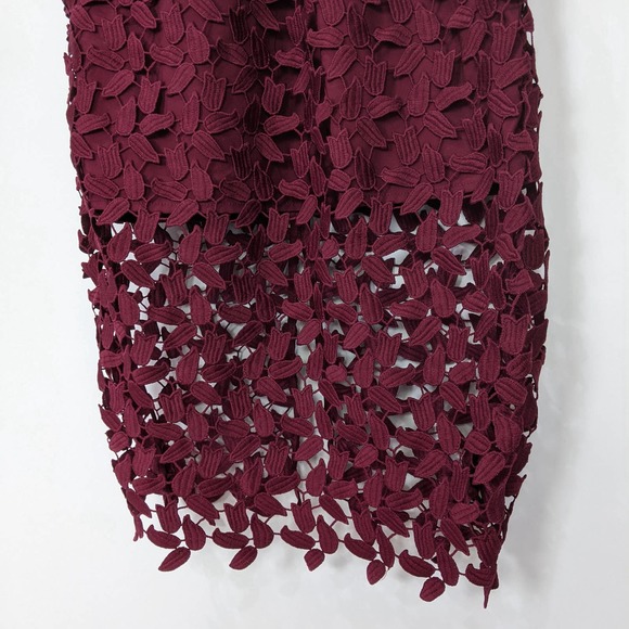 Bardot Gemma Halter Lace Sheath Dress In Burgundy Wine Red - Picture 7 of 12